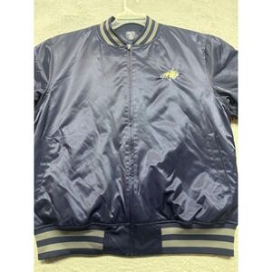 Montana State Bobcats Bomber Full Zip Jacket Mens Medium Navy Blue Satin New